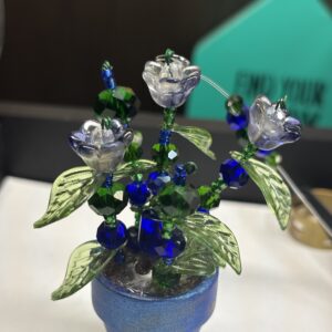 Dark blue plant in blue 1" pot