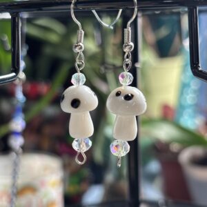 Mini Ghost Mushroom Earrings