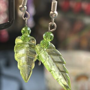 Glass Leaf Drop Earrings